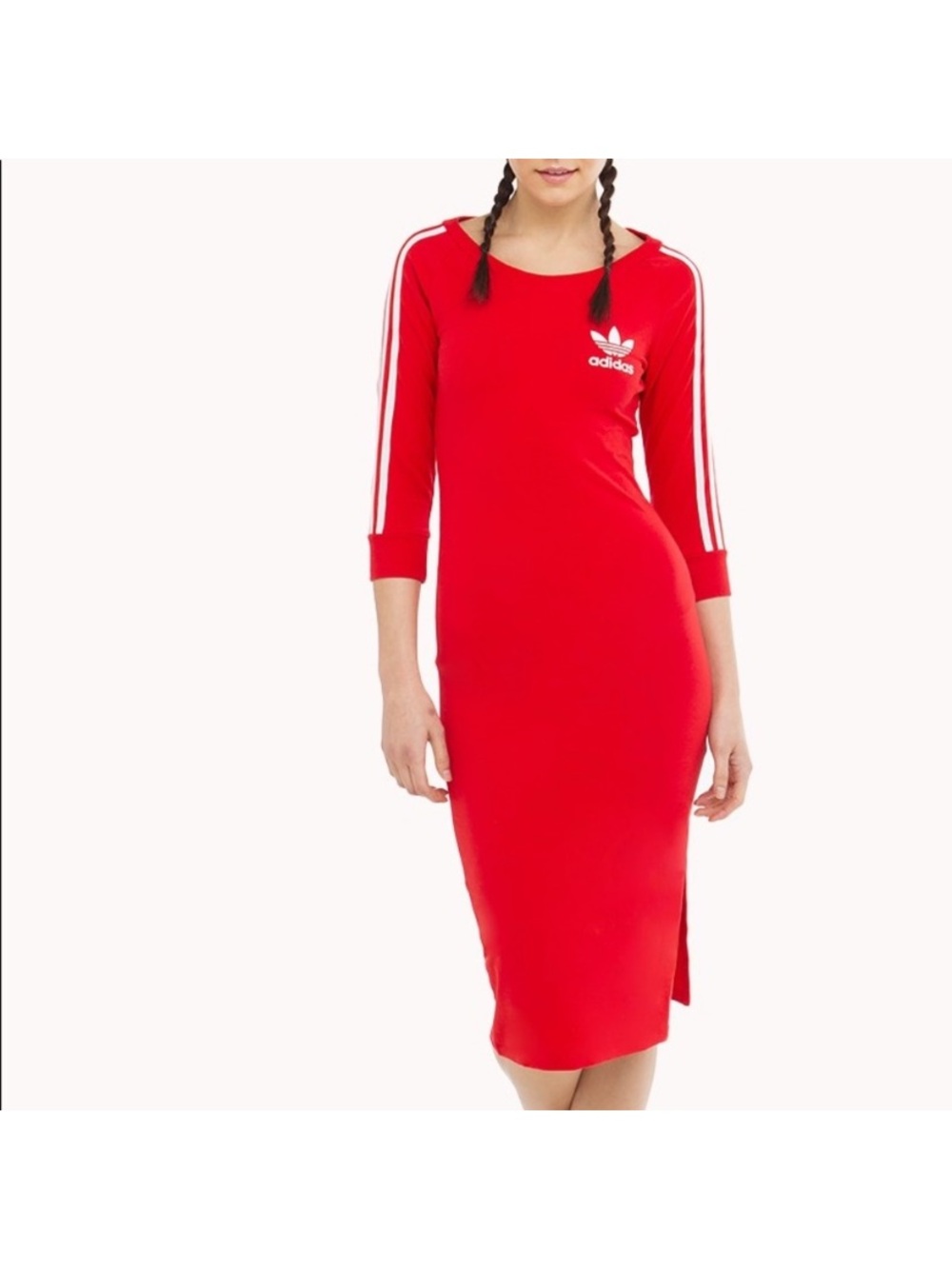 Women’s red adidas 3 stripes dress nwt